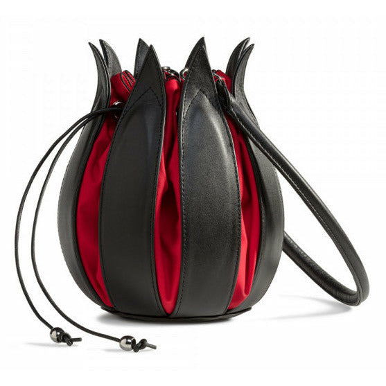 By-Lin Tulip Leather Bag - Black/Red