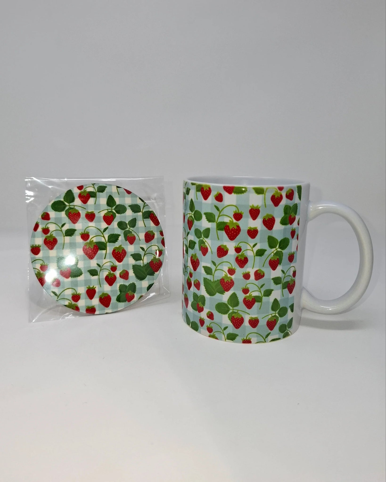 Strawberry Picnic Mug and Coaster Set - Rebecca Plumb Design