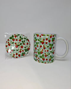 Strawberry Picnic Mug and Coaster Set - Rebecca Plumb Design