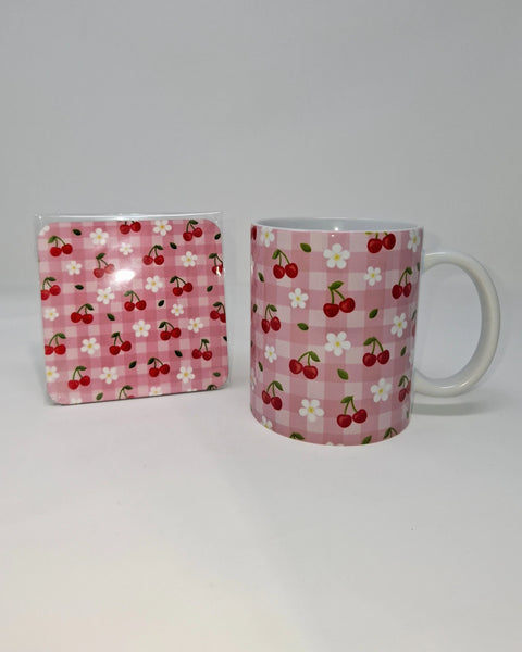 Cherry Picnic Mug and Coaster Set - Rebecca Plumb Design