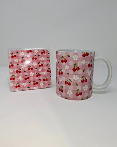 Cherry Picnic Mug and Coaster Set - Rebecca Plumb Design
