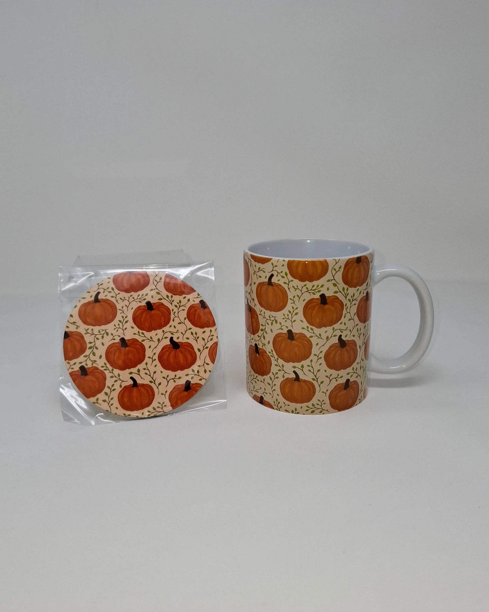 Pumpkins With Vines Mug and Coaster Set - Rebecca Plumb Design
