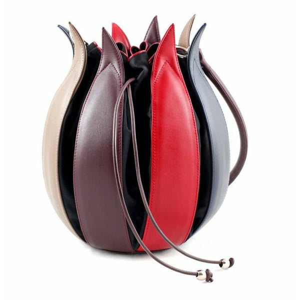 By-Lin Tulip Leather Bag - Plum/Red/Blue/Taupe