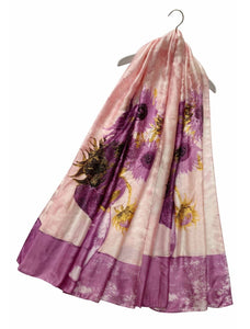 Van Gogh Sunflowers Silk Scarf - Pink
