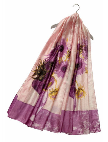 Van Gogh Sunflowers Silk Scarf - Pink