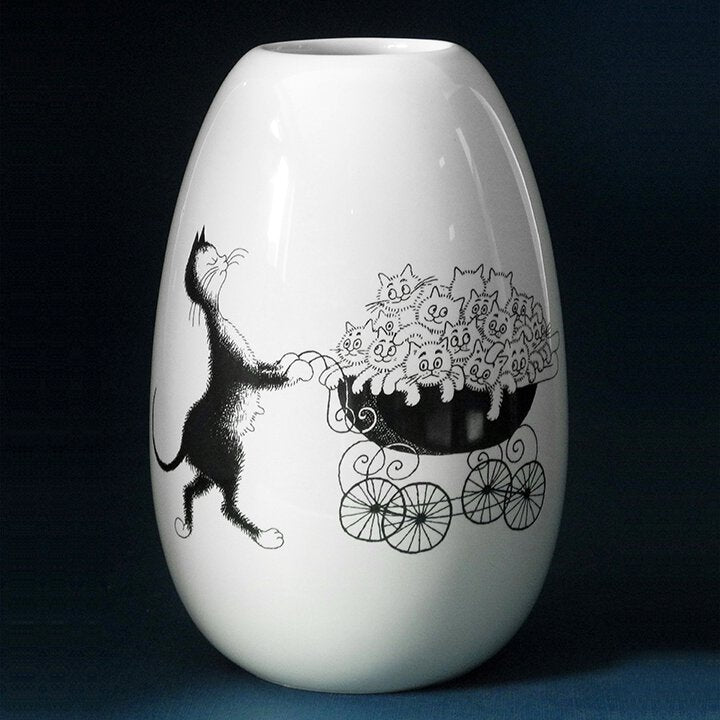 Dubout Cats Vase - Family with Pram DUB107