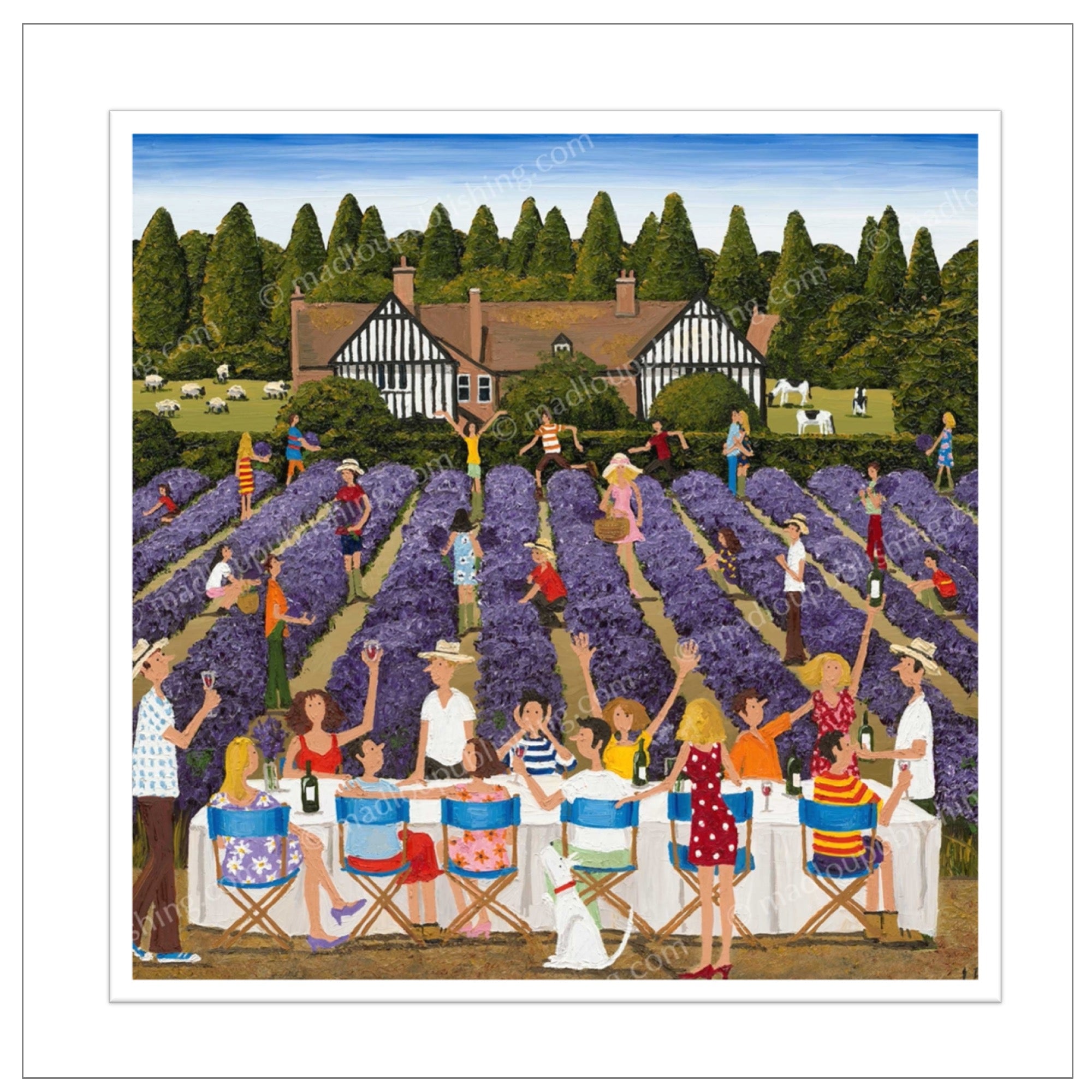 Louise Braithwaite Limited Edition Print - Lavender Lunch. Castle Farm