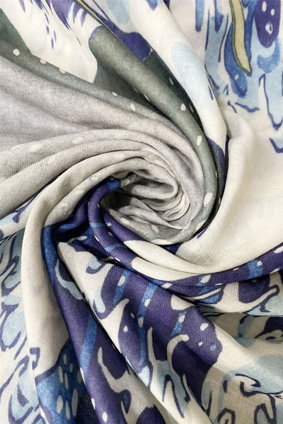 Hokusai's Great Wave Scarf -Silk Mix