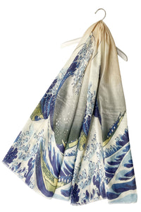 Hokusai's Great Wave Scarf -Silk Mix