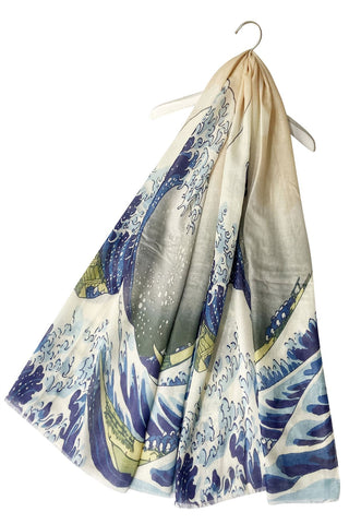Hokusai's Great Wave Scarf -Silk Mix