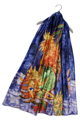 Van Gogh Sunflower Print Silk Scarf