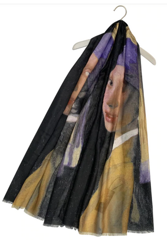 Vermeer Girl with a pearl earring print scarf